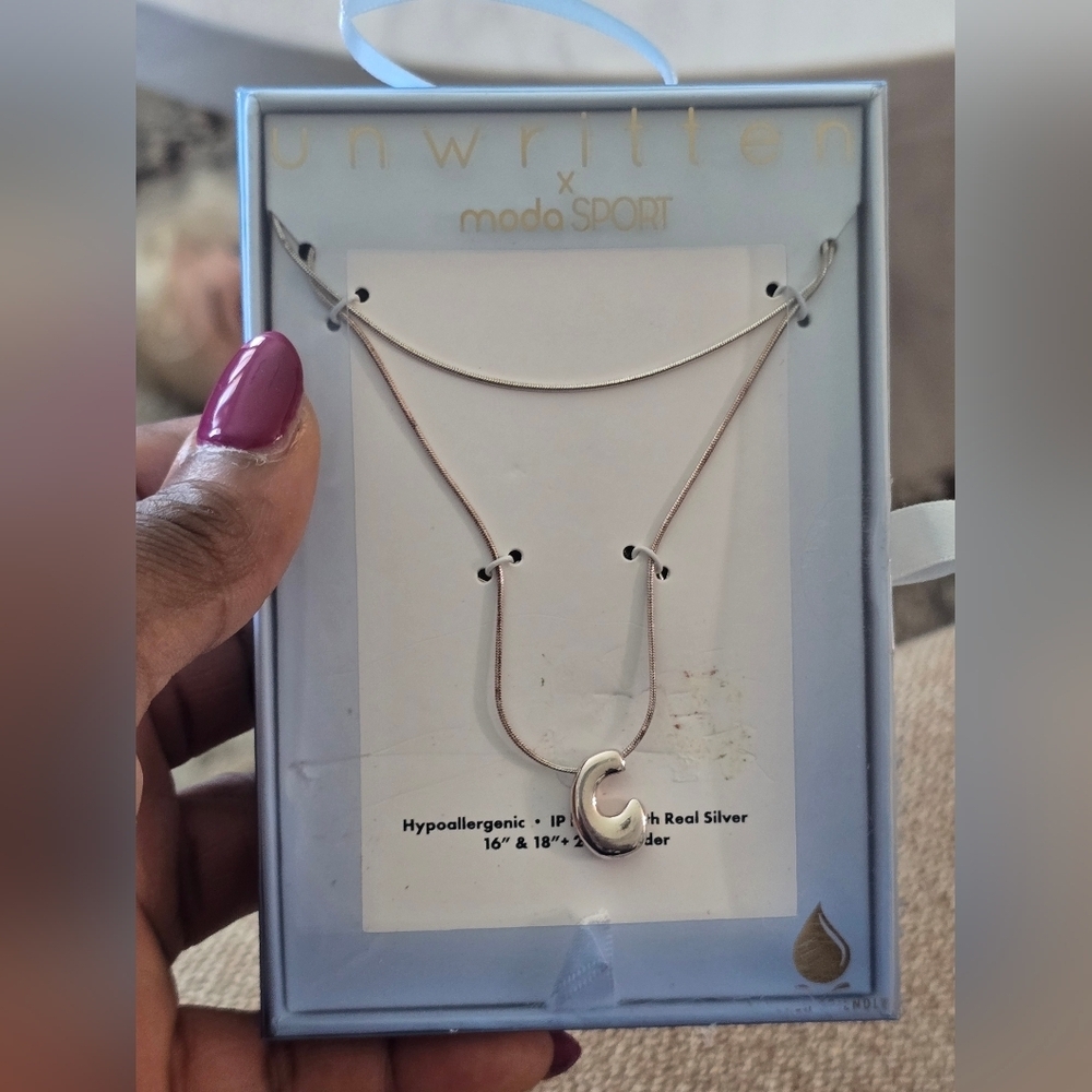 Unwritten Silver Letter C Name Necklace Women New